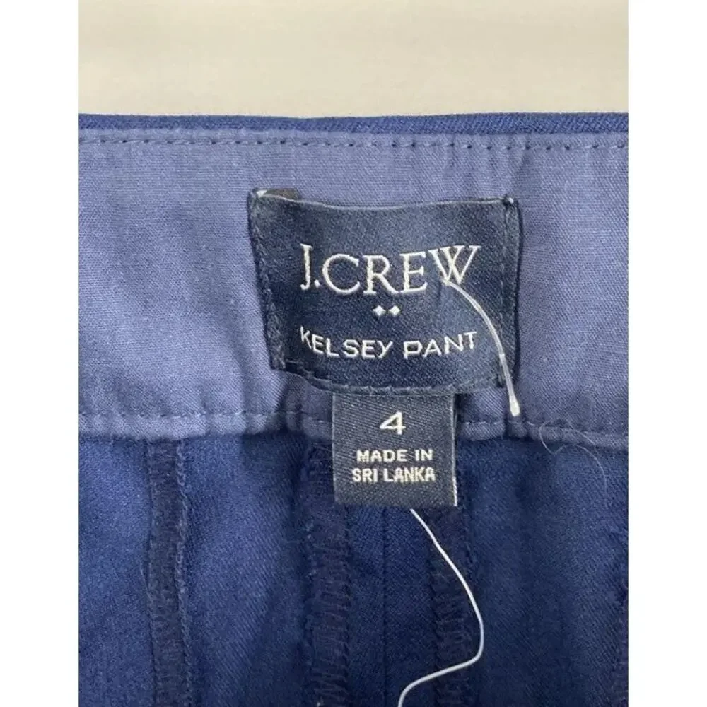 NWT J.Crew Kelsey Womens Cropped Pants Womens Blue High Rise Flared Leg Size 4